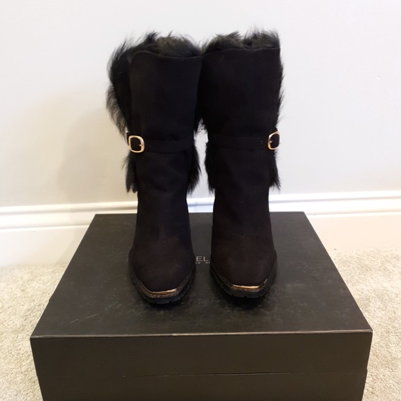 NWT Rachel Zoe Bardot fur ankle boots block heel - Picture 4 of 8